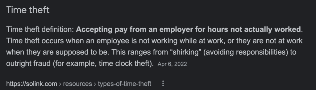 This is a time theft snippet from an article I wrote on solink.com. 